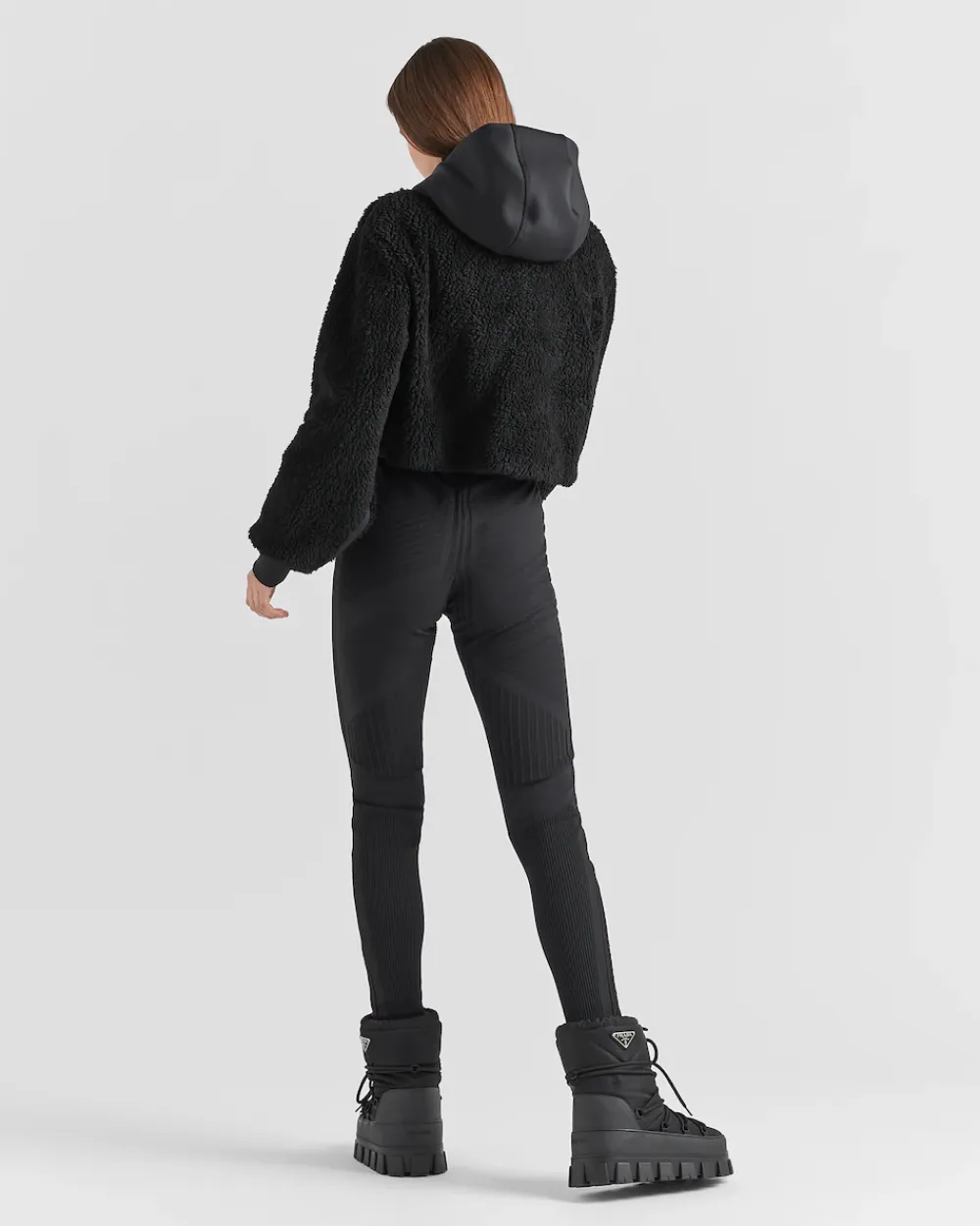 Mujer Prada ROPA^Sudadera Corta Forro Polar Y Tejido Técnico