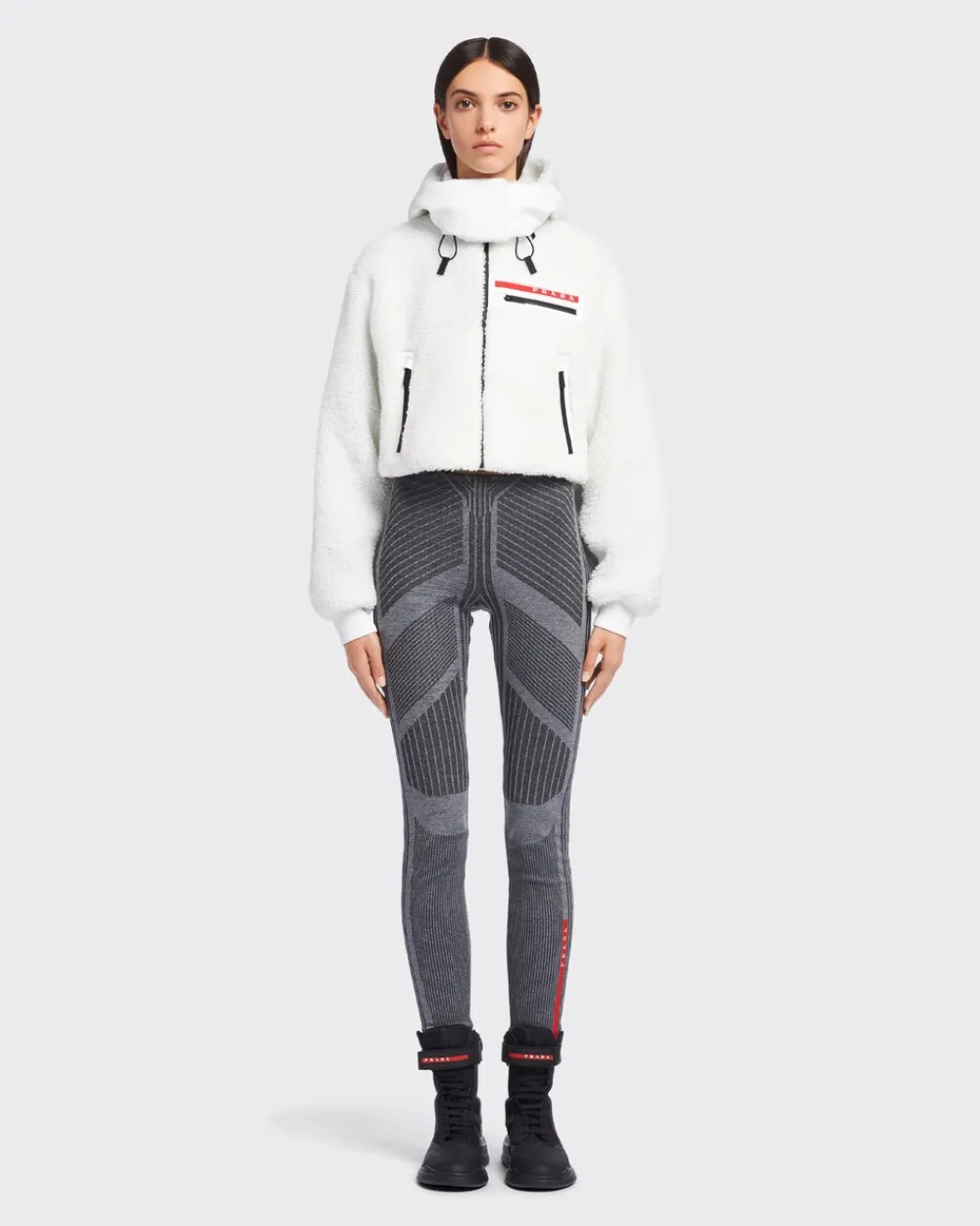 Mujer Prada ROPA^Sudadera Corta Forro Polar Y Tejido Técnico