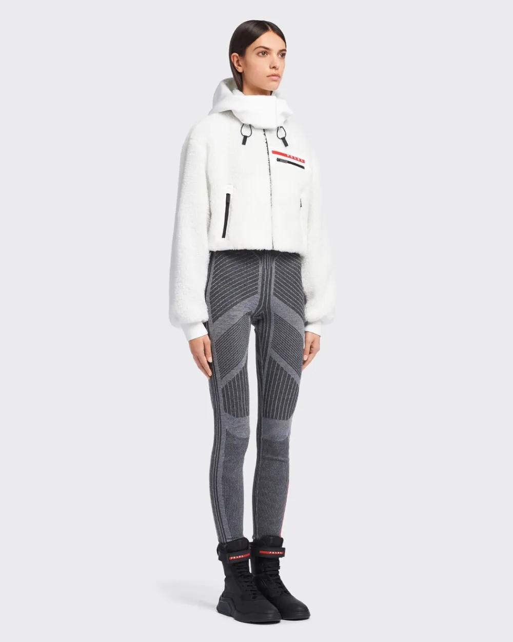 Mujer Prada ROPA^Sudadera Corta Forro Polar Y Tejido Técnico