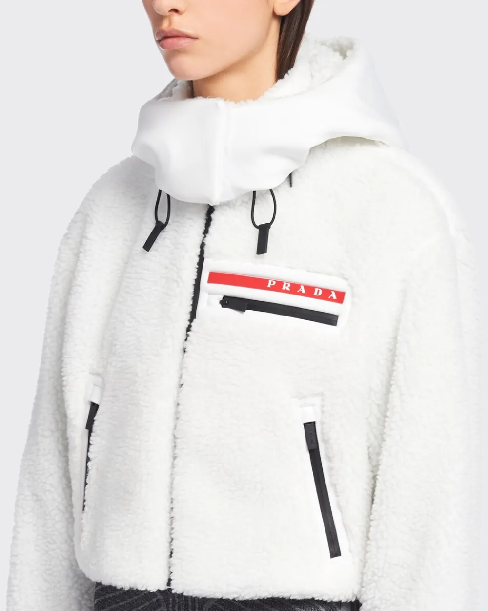 Mujer Prada ROPA^Sudadera Corta Forro Polar Y Tejido Técnico