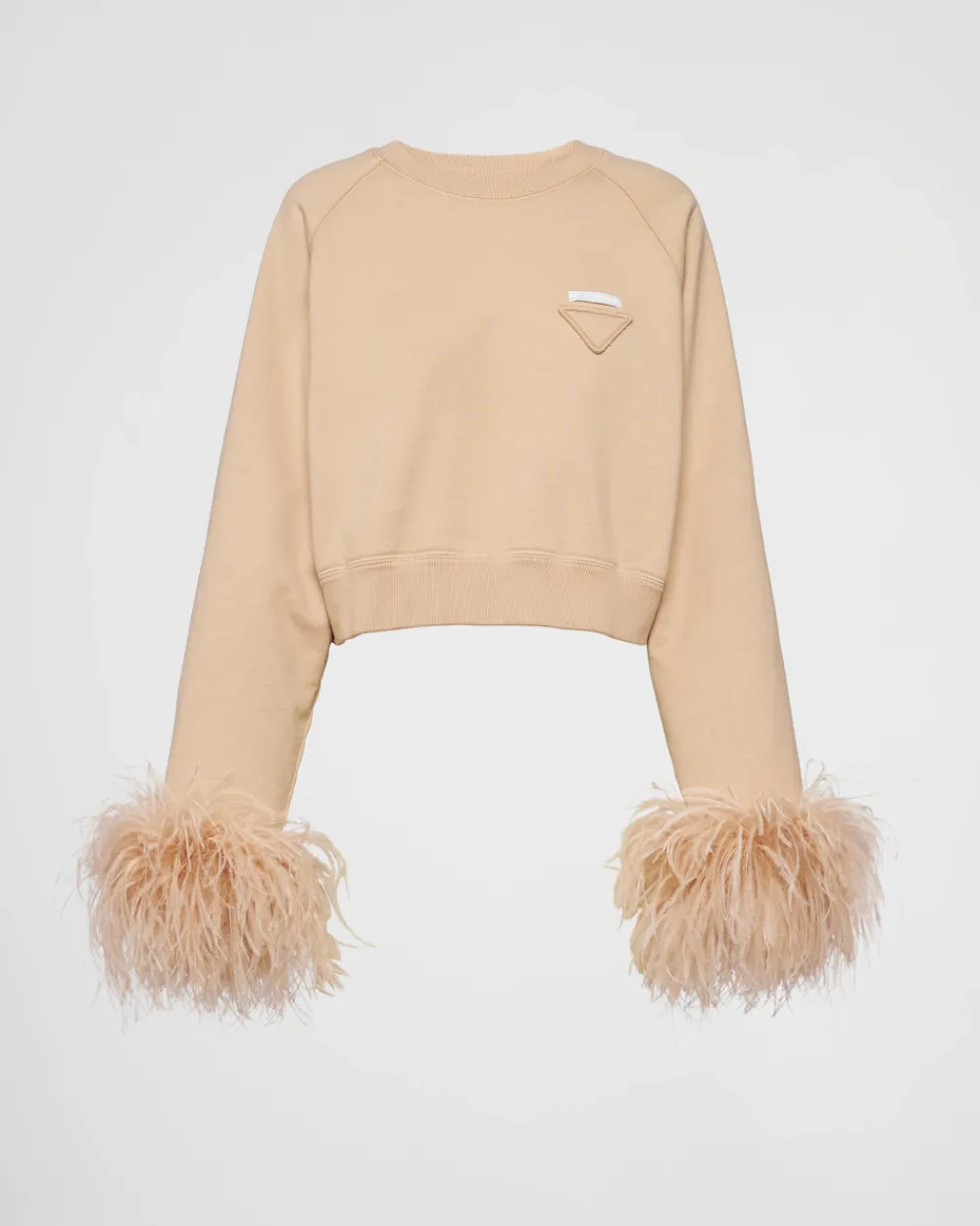 Mujer Prada CAMISETAS Y SUDADERAS^Sudadera De Cuello Redondo Con Ribete De Plumas