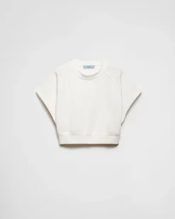 Mujer Prada CAMISETAS Y SUDADERAS^Sudadera De Felpa De Algodón De Manga Corta