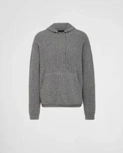 Hombre Prada TEJIDOS DE PUNTO^Sudadera De Punto De Cachemir Con Capucha