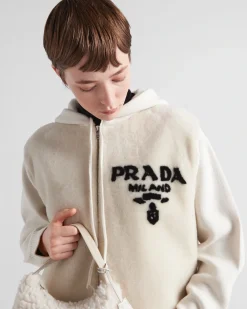 Mujer Prada TEJIDOS DE PUNTO^Sudadera Holgada De Cachemir Y Piel Vuelta