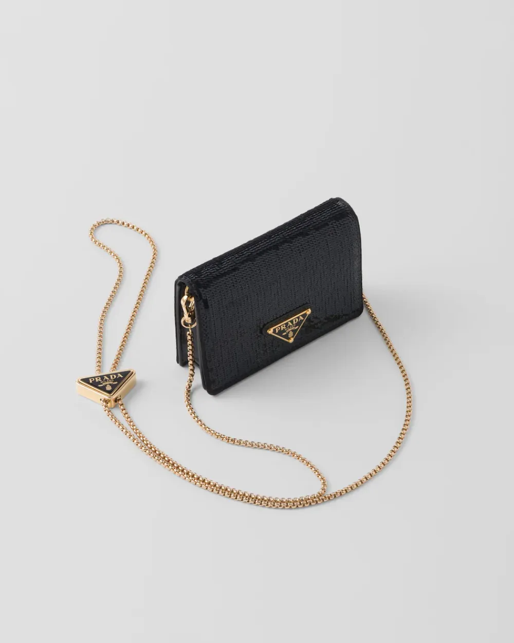 Mujer Prada CARTERAS Y TARJETEROS^Tarjetero Con Bandolera De Lentejuelas