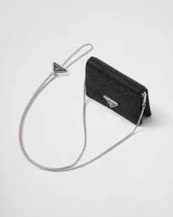 Mujer Prada CARTERAS Y TARJETEROS^Tarjetero Con Bandolera Y Cristales