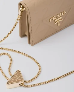 Mujer Prada CARTERAS Y TARJETEROS^Tarjetero De Piel Con Bandolera