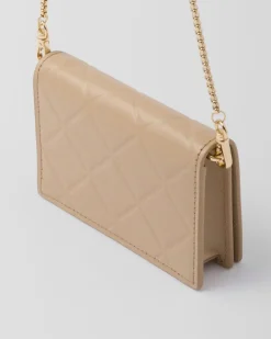 Mujer Prada CARTERAS Y TARJETEROS^Tarjetero De Piel Con Bandolera