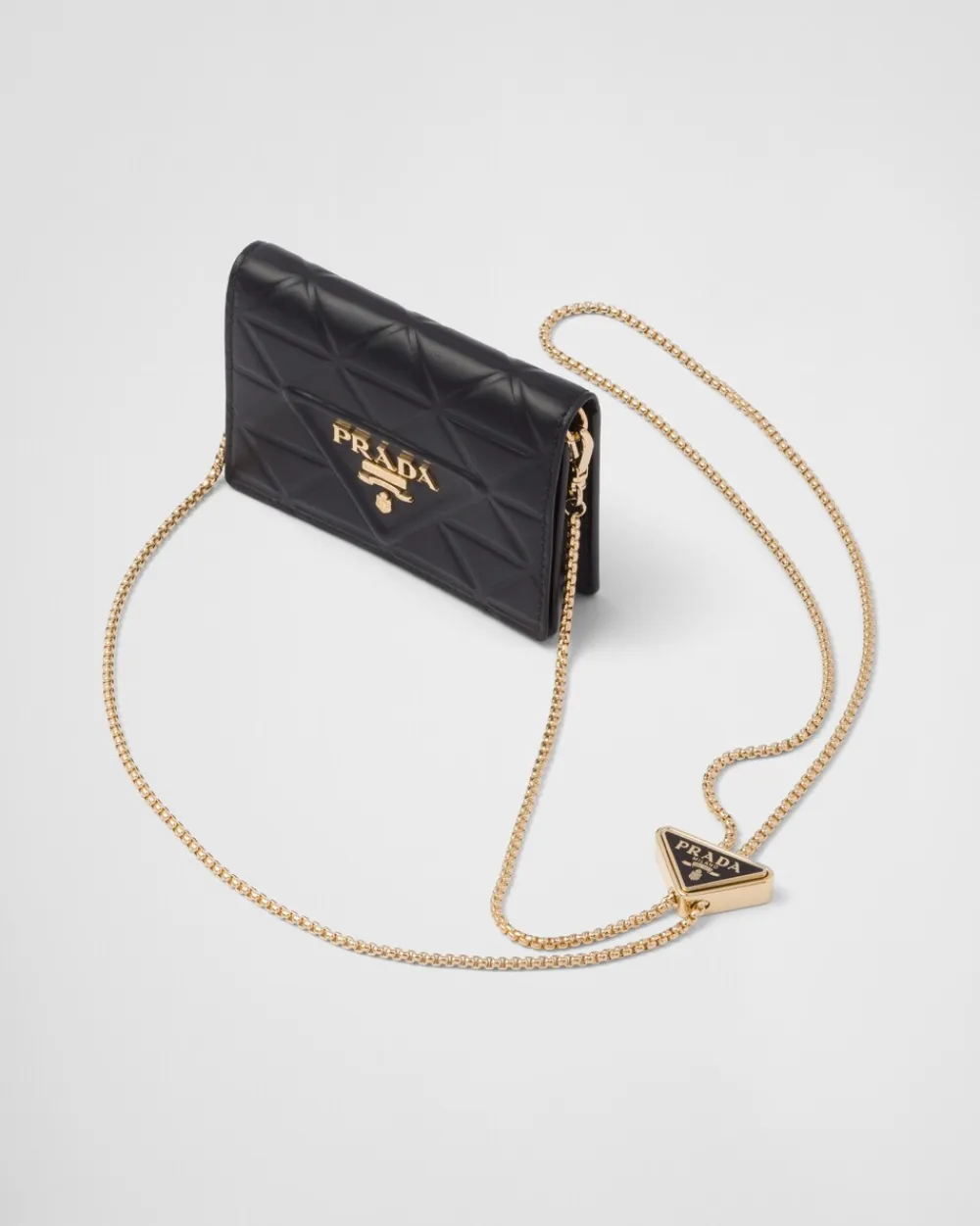 Mujer Prada CARTERAS Y TARJETEROS^Tarjetero De Piel Con Bandolera