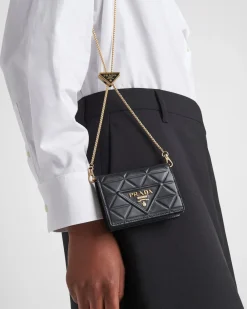 Mujer Prada CARTERAS Y TARJETEROS^Tarjetero De Piel Con Bandolera
