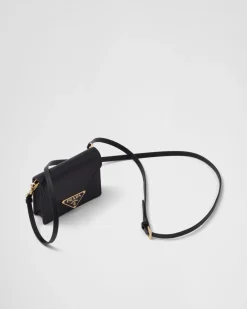 Mujer Prada CARTERAS Y TARJETEROS^Tarjetero De Piel Saffiano Con Bandolera