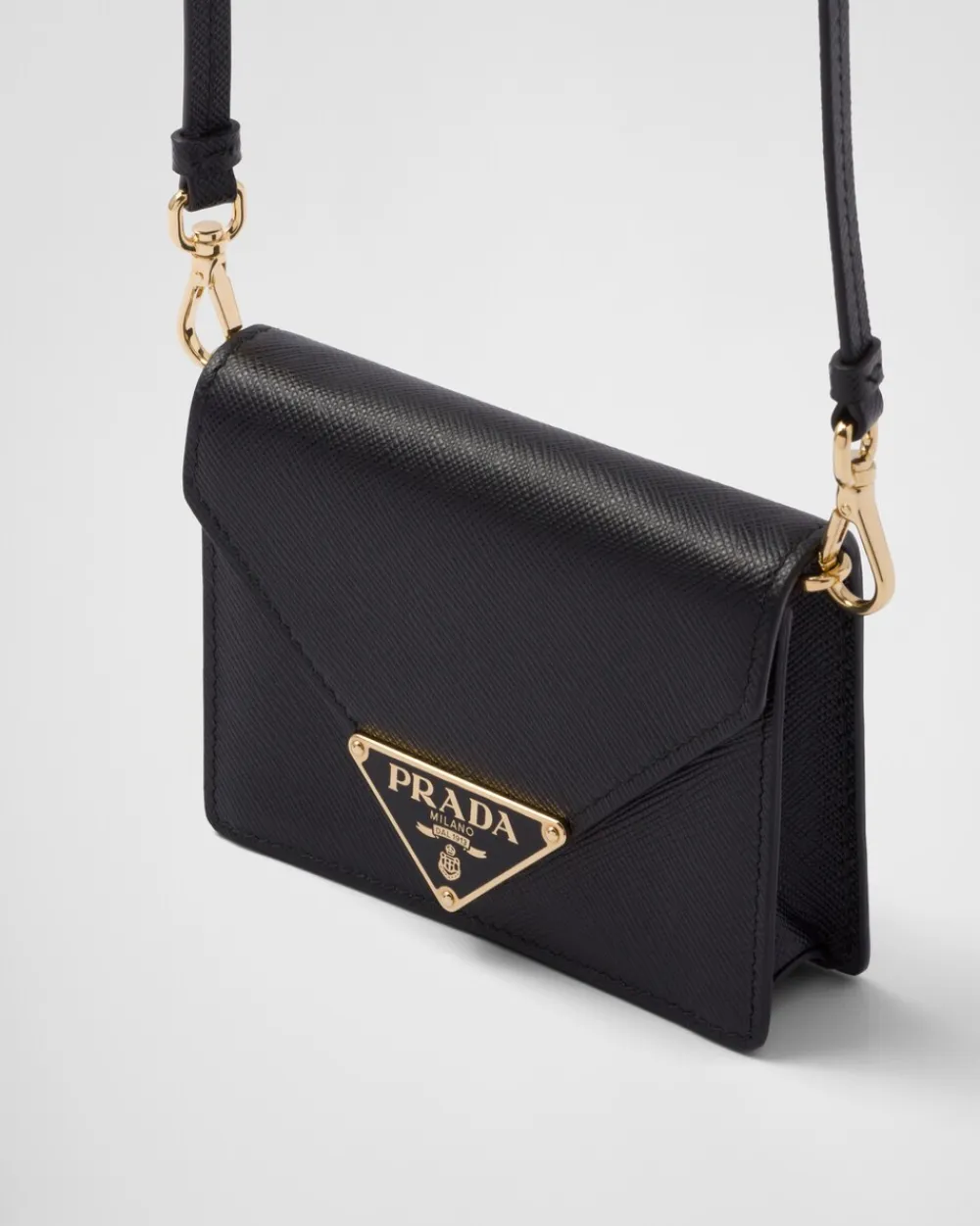 Mujer Prada CARTERAS Y TARJETEROS^Tarjetero De Piel Saffiano Con Bandolera