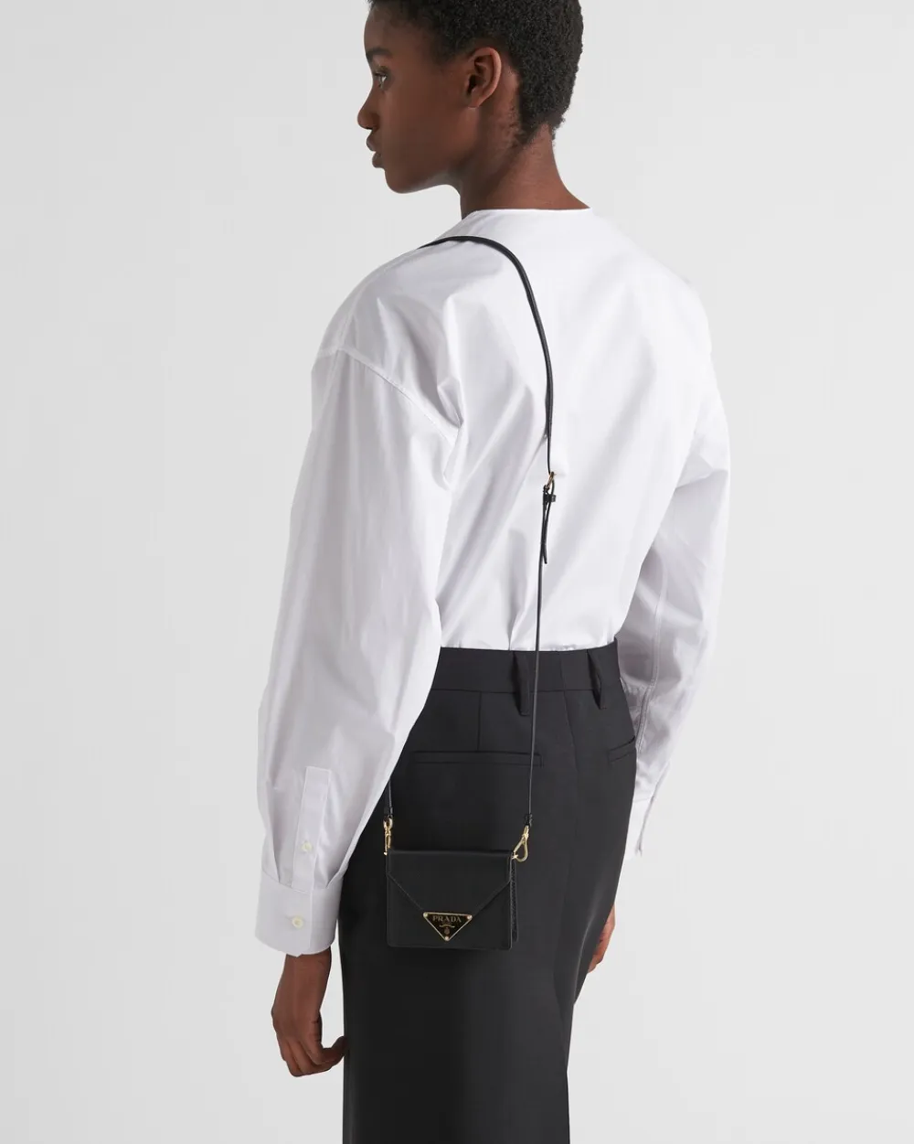 Mujer Prada CARTERAS Y TARJETEROS^Tarjetero De Piel Saffiano Con Bandolera
