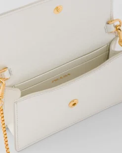 Mujer Prada CARTERAS Y TARJETEROS^Tarjetero De Piel Saffiano Con Bandolera