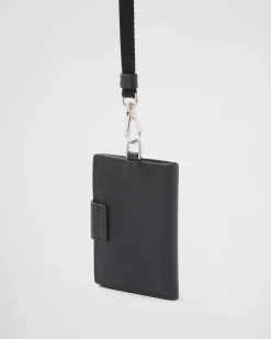 Hombre Prada CARTERAS Y TARJETEROS^Tarjetero De Piel Y Piel Saffiano