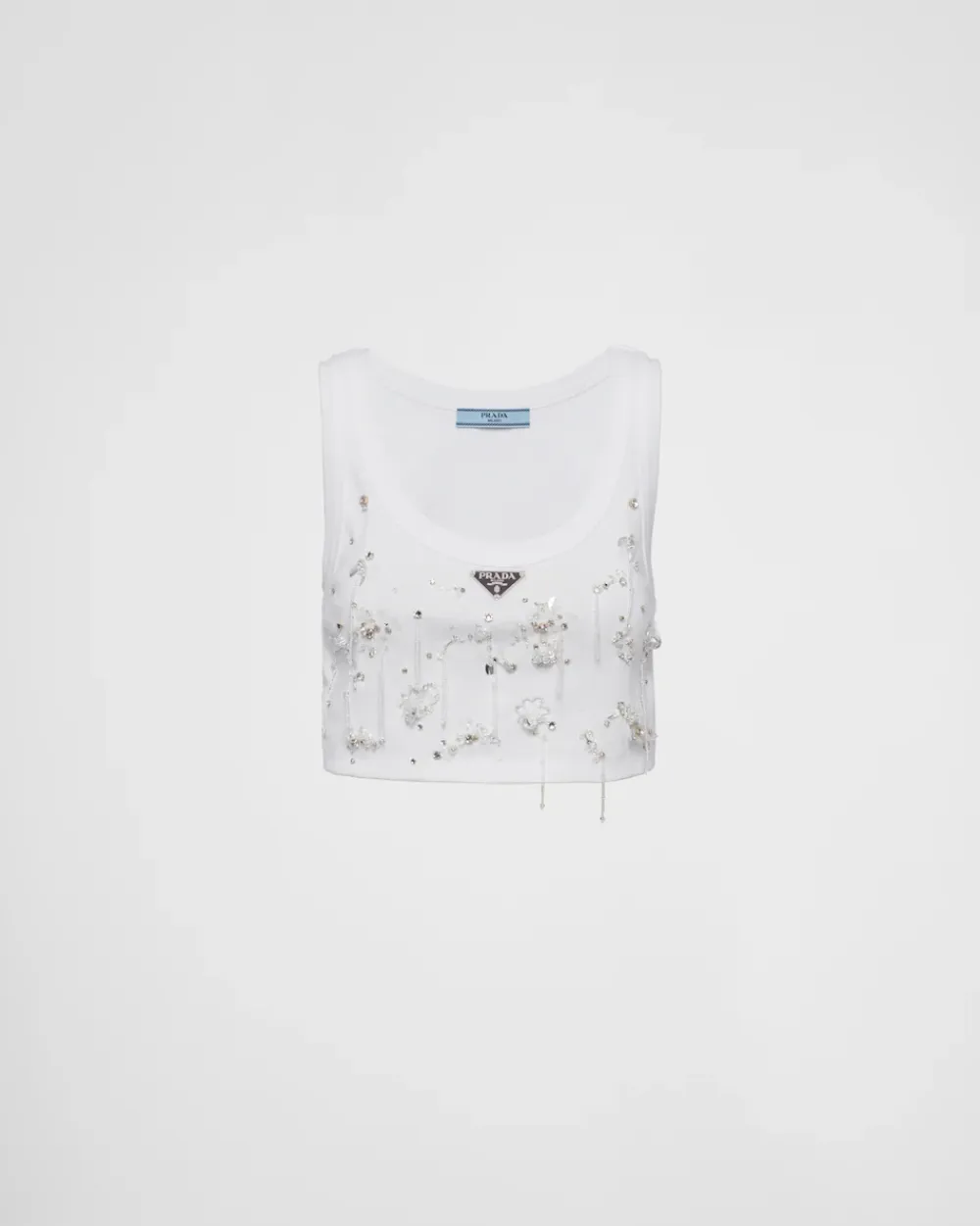 Mujer Prada CAMISETAS Y SUDADERAS^Top Bordado De Punto Acanalado