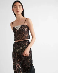 Mujer Prada CAMISAS Y TOPS^Top De Encaje