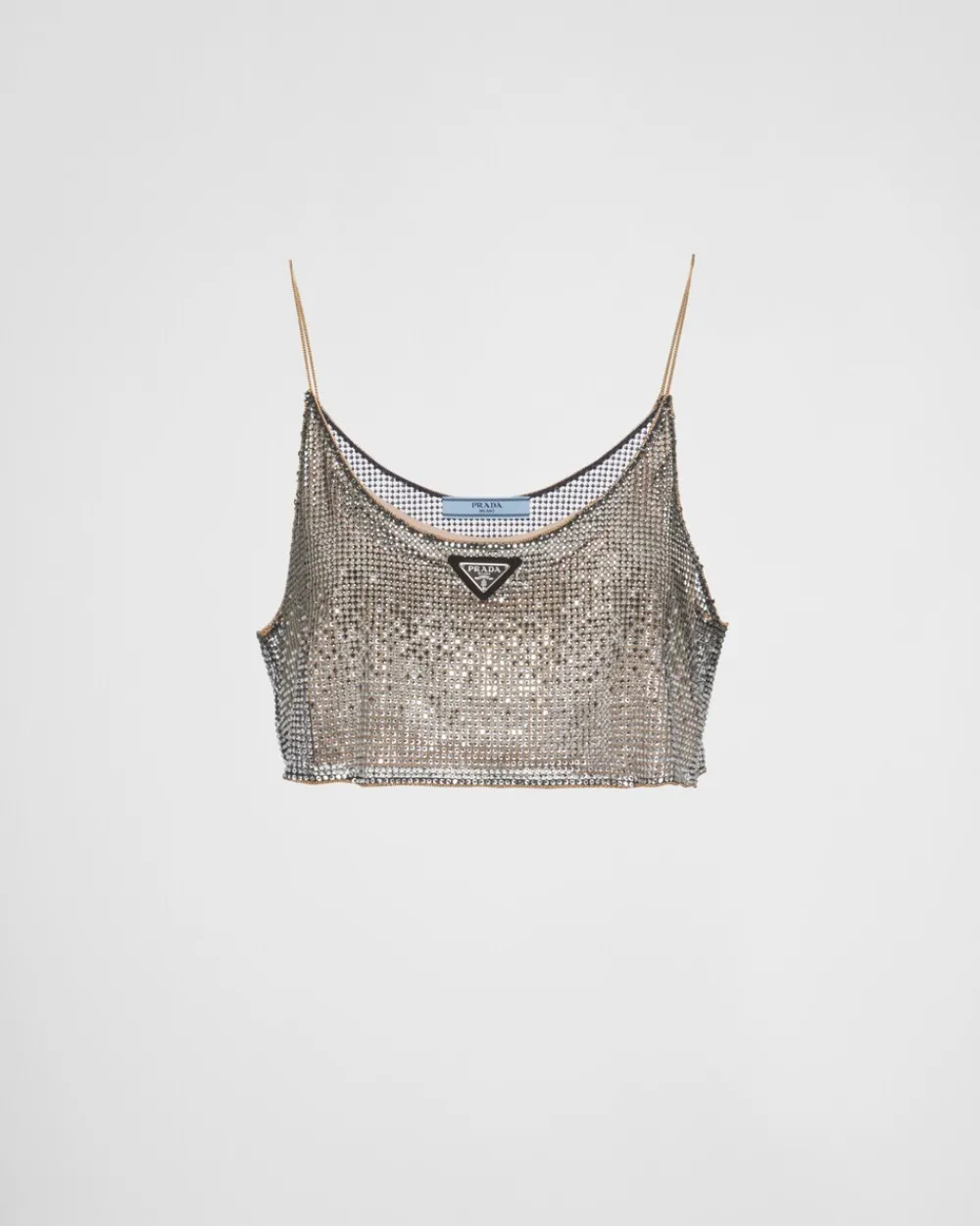 Mujer Prada CAMISAS Y TOPS^Top De Malla Bordado Con Pedrería