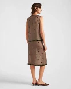 Mujer Prada CAMISAS Y TOPS^Top De Organza Con Adorno De Ojales