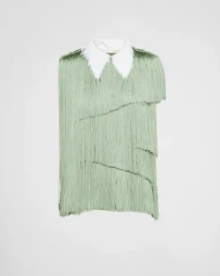 Mujer Prada CAMISAS Y TOPS^Top De Organza Con Flecos