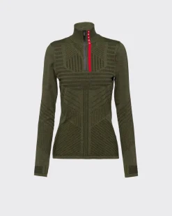 Mujer Prada ROPA^Top Deportivo Piqué Y Re-nylon Técnico Reciclado