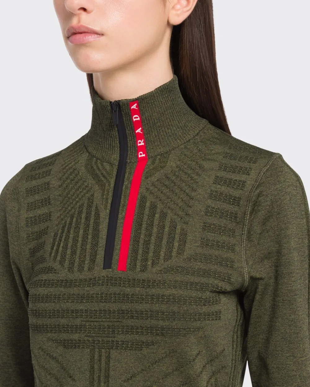 Mujer Prada ROPA^Top Deportivo Piqué Y Re-nylon Técnico Reciclado