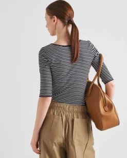 Mujer Prada CAMISETAS Y SUDADERAS^Top De Punto A Rayas