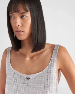Mujer Prada CAMISETAS Y SUDADERAS^Top De Punto Bordado