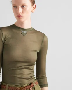 Mujer Prada CAMISETAS Y SUDADERAS^Top De Punto De Seda