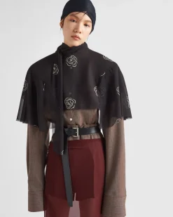 Mujer Prada CAMISAS Y TOPS^Top De Seda Estampada
