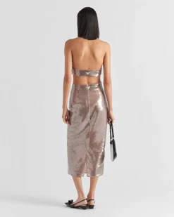 Mujer Prada CAMISAS Y TOPS^Top De Tul Con Lentejuelas