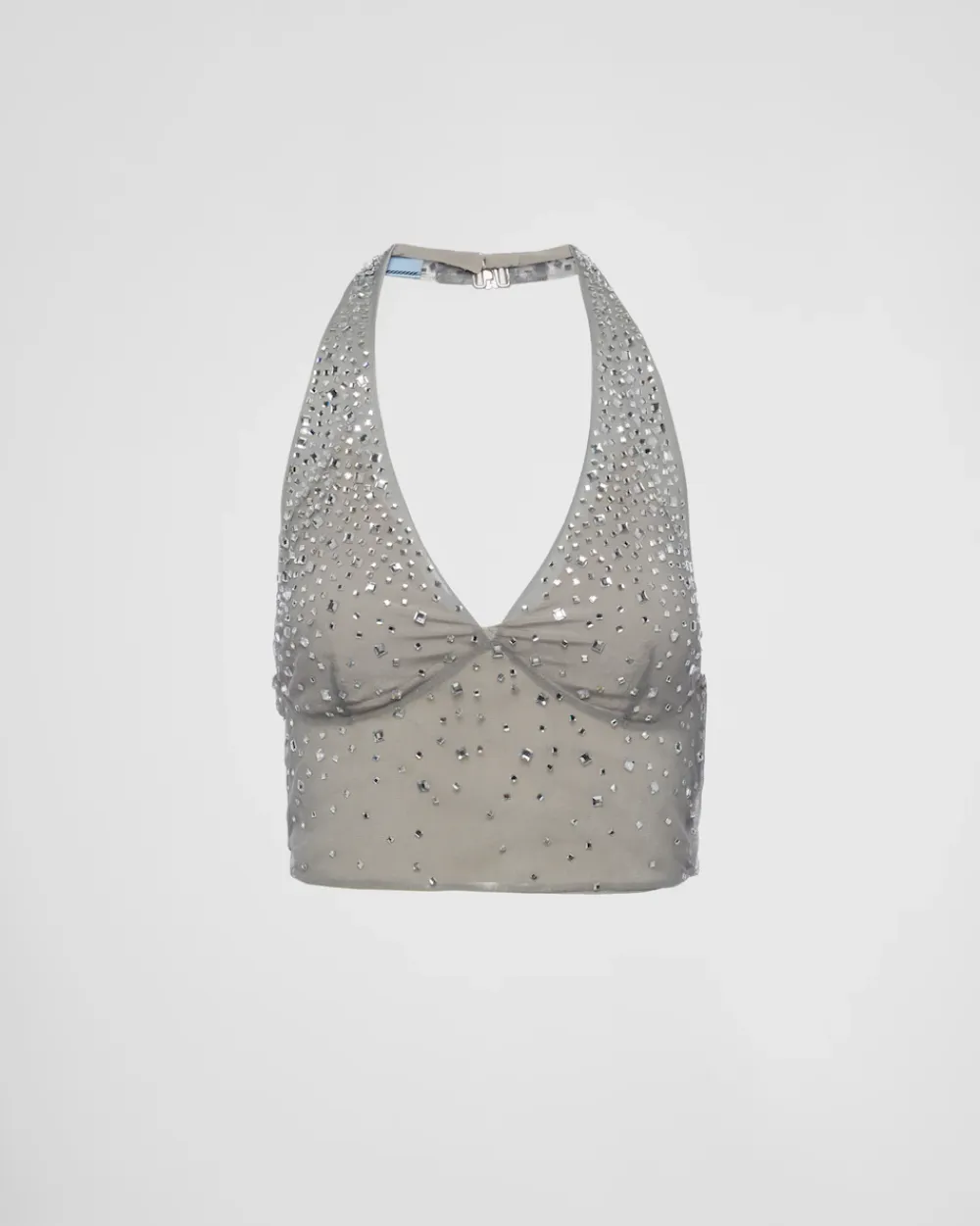 Mujer Prada CAMISAS Y TOPS^Top De Tul Con Tachuelas De Cristal