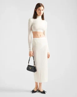 Mujer Prada CAMISETAS Y SUDADERAS^Top Elástico De Lentejuelas