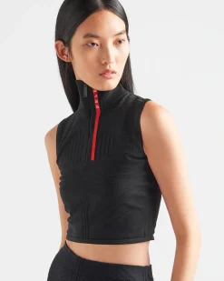 Mujer Prada ROPA^Top Sin Mangas De Piqué Y Re-nylon Técnico