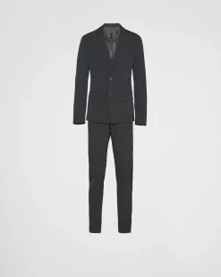 Hombre Prada TRAJES^Traje De Cruzado Simple En Tejido Elástico