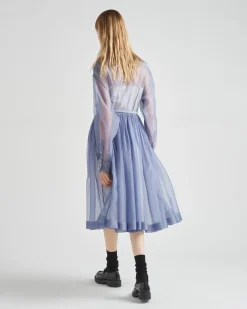 Mujer Prada VESTIDOS^Vestido Bordado De Organza De Rayas