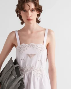 Mujer Prada VESTIDOS^Vestido De Encaje Y Popelín Bordado