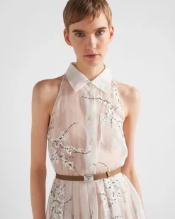 Mujer Prada VESTIDOS^Vestido De Organza Bordado