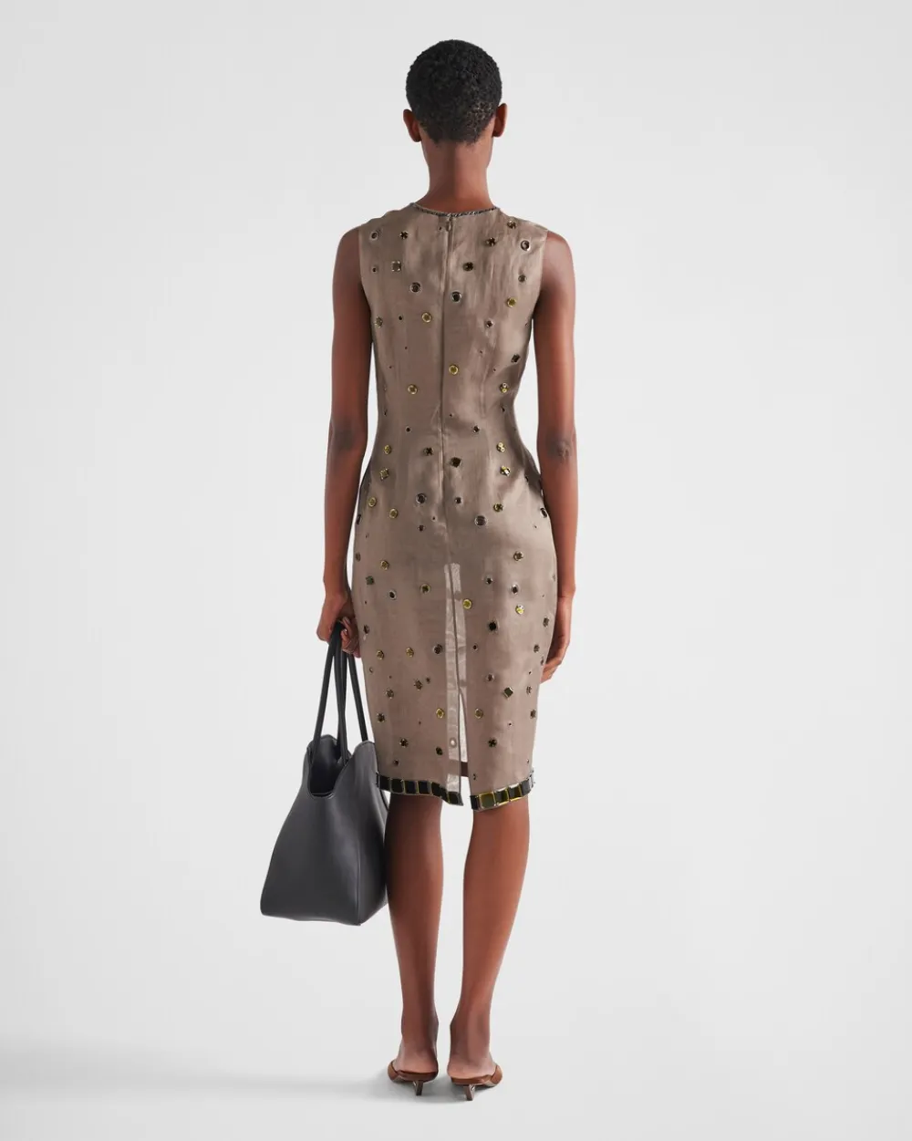 Mujer Prada VESTIDOS^Vestido De Organza Con Adorno De Ojales
