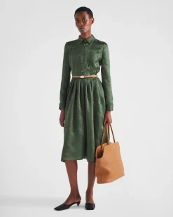 Mujer Prada VESTIDOS^Vestido De Organza Con Adorno De Ojales