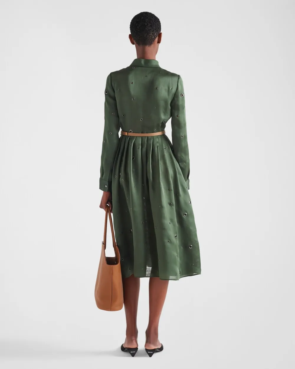 Mujer Prada VESTIDOS^Vestido De Organza Con Adorno De Ojales