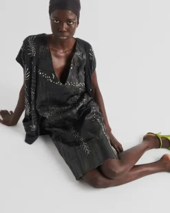 Mujer Prada ROPA DE PIEL^Vestido De Patchwork De Napa
