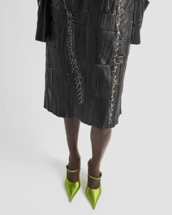 Mujer Prada ROPA DE PIEL^Vestido De Patchwork De Napa