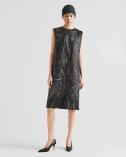 Mujer Prada ROPA DE PIEL^Vestido De Patchwork De Napa
