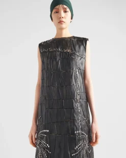 Mujer Prada ROPA DE PIEL^Vestido De Patchwork De Napa