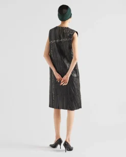 Mujer Prada ROPA DE PIEL^Vestido De Patchwork De Napa