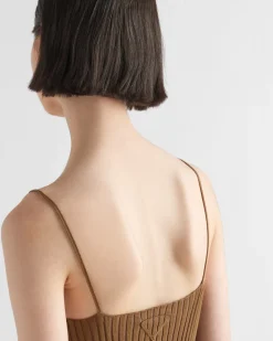 Mujer Prada TEJIDOS DE PUNTO^Vestido De Punto Acanalado De Algodón