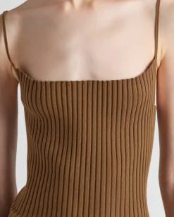 Mujer Prada TEJIDOS DE PUNTO^Vestido De Punto Acanalado De Algodón