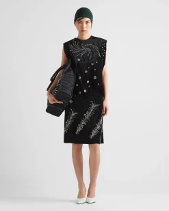 Mujer Prada VESTIDOS^Vestido De Terciopelo Bordado