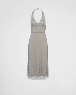 Mujer Prada VESTIDOS^Vestido Halter De Tul Bordado